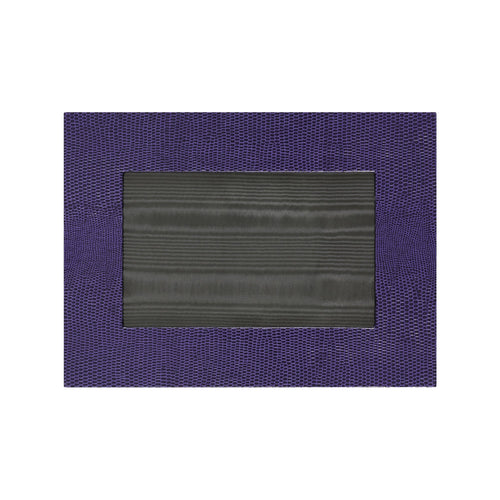 Jubilee landscape photograph frame in purple lizard print design, handmade wooden with suede lined back.