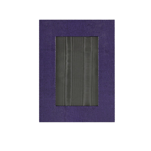 Jubilee Portrait Photograph Frame 6x4 in purple lizard print with secure removable back panel.