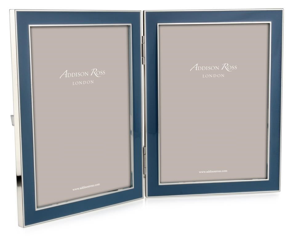 Denim Blue Double Hinged Enamel Photo Frame