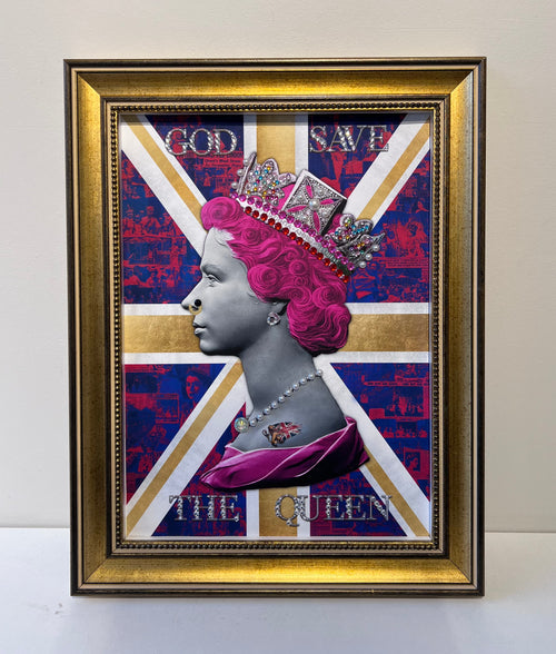 God save the Queen - Pink on blue
