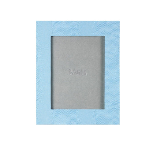 Jubilee Portrait Photograph Frame 6x4 in blue, handmade wooden frame with lizard print and suede lined back.