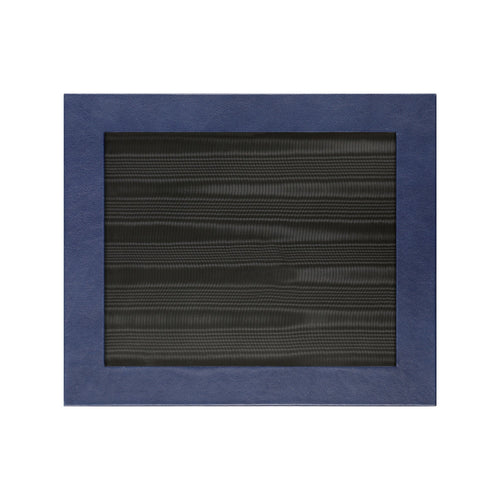 Chelsea Landscape Leather Photo Frame 10x8 in blue leather with textured black background, perfect for displaying cherished memories.