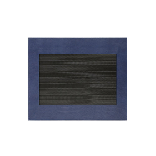 Chelsea Landscape Leather Photo Frame 7x5 in navy blue with a suede lined back and handcrafted wooden design.