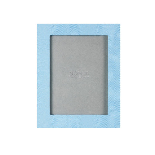 Jubilee Portrait Photograph Frame 8x6 in light blue with lizard print embossed design and suede lined back.
