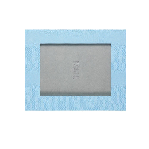 Jubilee Landscape Photograph Frame 6x4 in blue lizard print with suede lined back and removable stand.